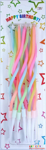 Набор свечек для торта витые макарун 12шт