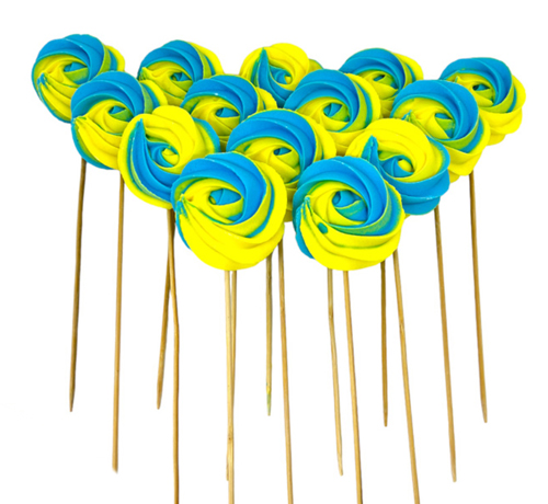 Безе (меренга) на палочке желто - голубое (1шт)