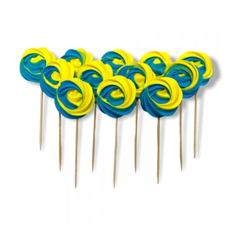 Безе (меренга) на палочке желто - голубое (1шт)