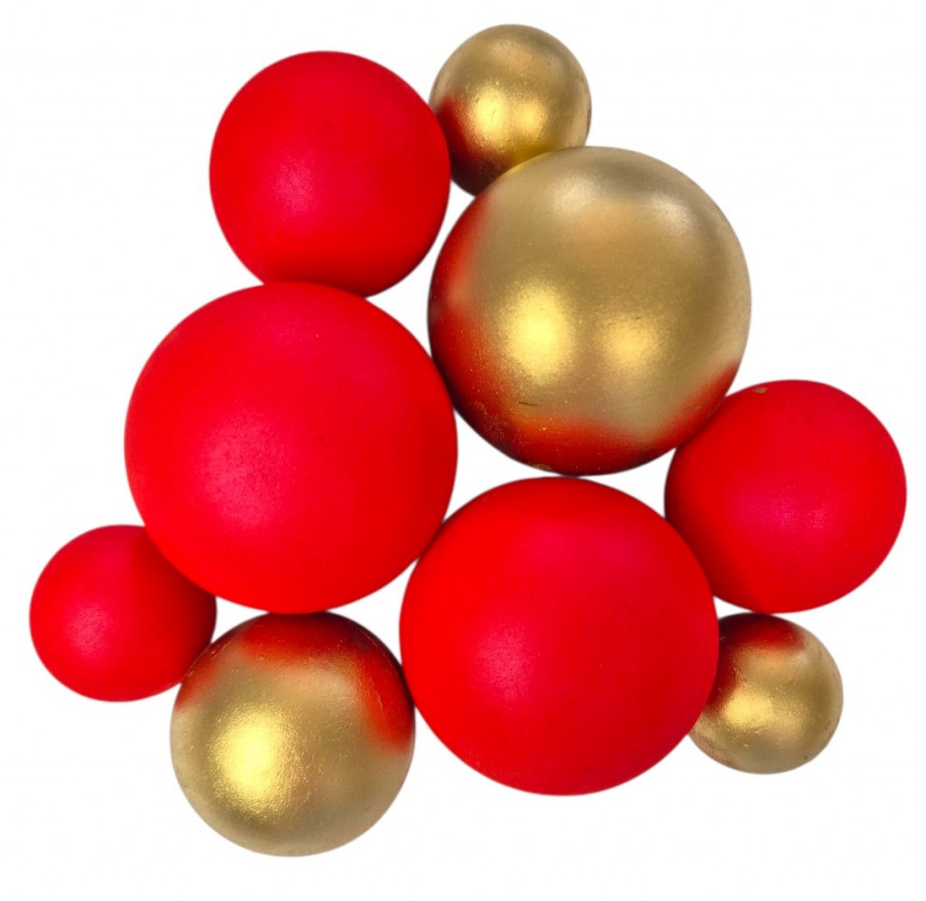 Шоколадні сфери Червоний велюр / дзеркальне золото (9шт)