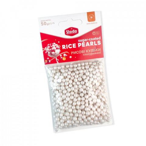 Кульки рисові білі перламутрові 5мм 50г