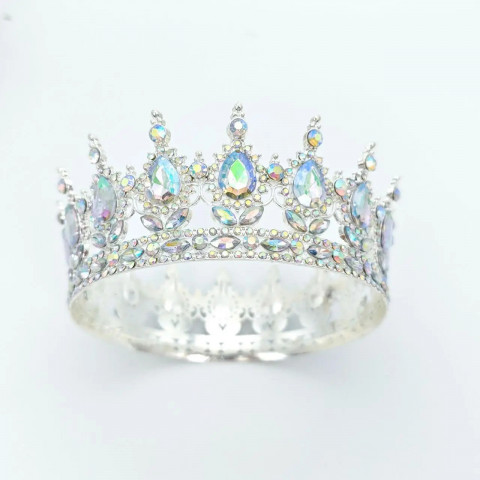 Корона на торт срібна з камінням хамелеон 12см х 5см