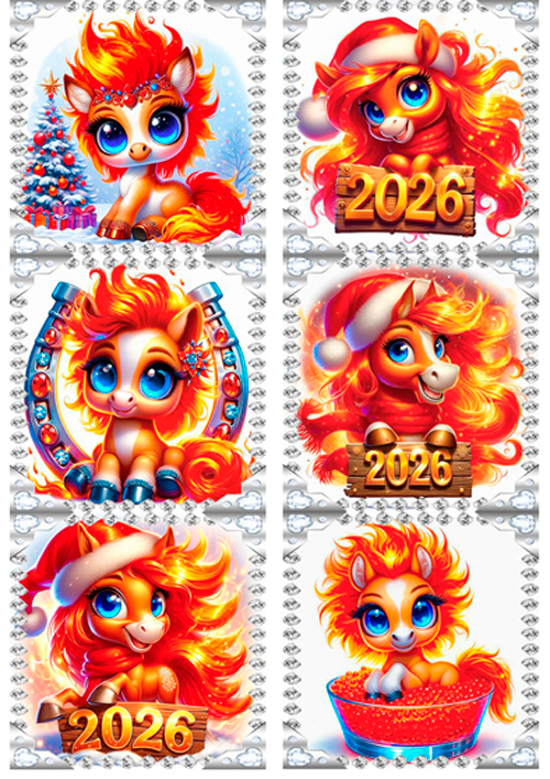 Вафельная картинка для топперов и пряников Символ года 2026