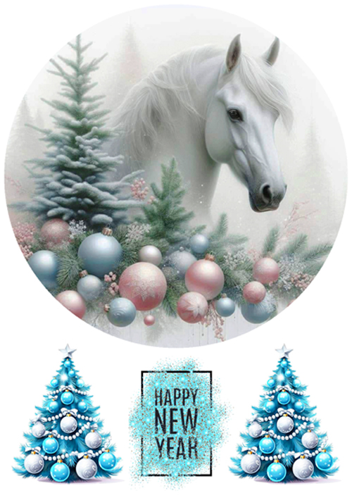 Вафельная картинка Зимняя лошадка