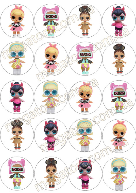 Вафельная картинка для капкейков Куклы Лол №63
