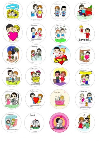 Вафельна картинка для капкейків Love is №72