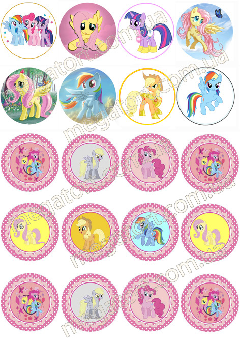 Вафельная картинка для капкейков Пони №84