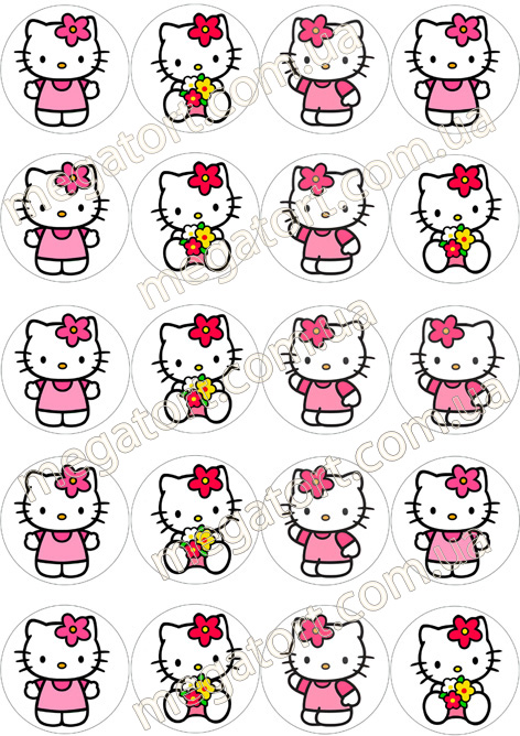 Вафельная картинка для капкейков Китти №85