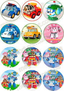 Вафельная картинка для капкейков Робокар Поли №90