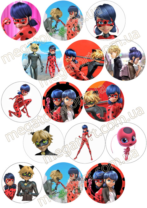 Вафельная картинка для капкейков Леди Баг №102