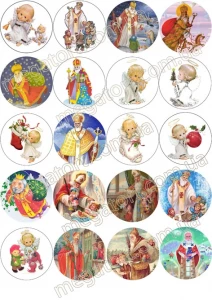 Вафельна картинка для капкейків Святий Миколай і ангелики №104