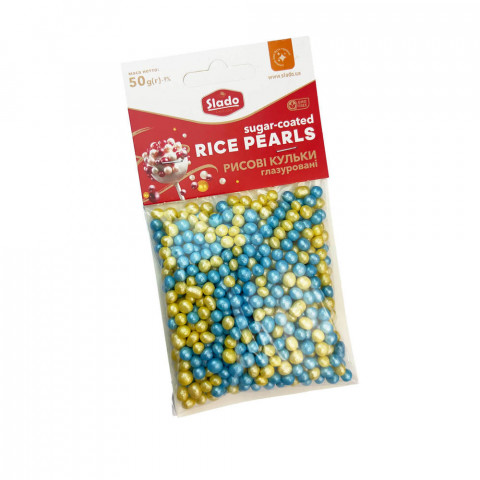 Шарики рисовые микс желто-голубые  50г