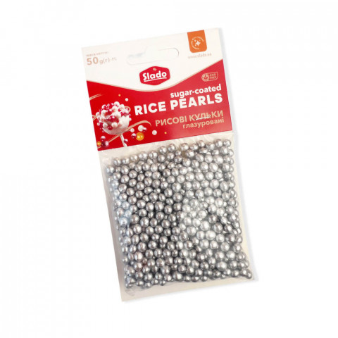 Кульки рисові срібні перламутрові 5мм 50г