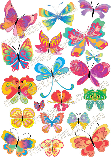 Вафельная картинка "Бабочки веселые №25"