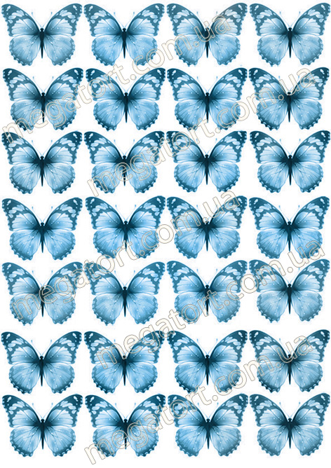 Вафельная картинка "Бабочки голубые №27"