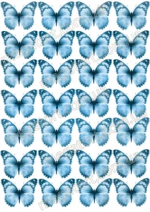 Вафельная картинка "Бабочки голубые №27"