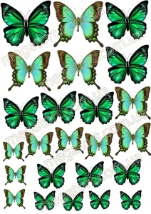 Вафельная картинка "Бабочки зеленые №31"