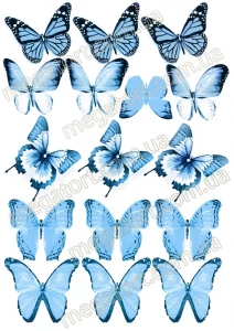 Вафельная картинка "Бабочки голубые №44"