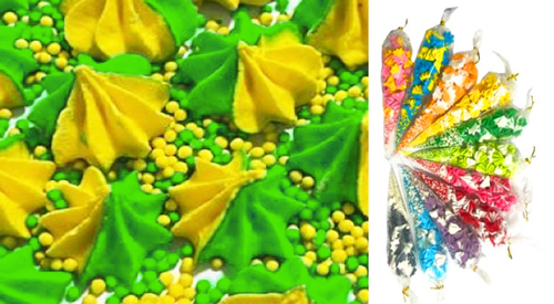 Набор меренга с посыпкой желто-салатовая