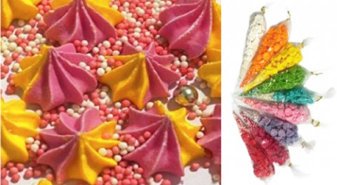 Набор меренга с посыпкой желто-розовая