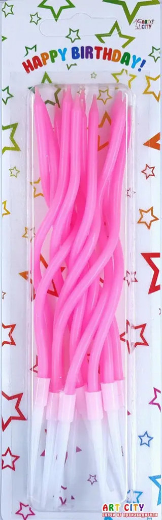 Набір свічок для торта завиті рожеві 12шт
