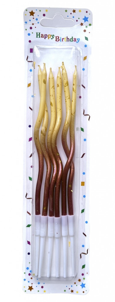 Набор свечек для торта витые градиент желто-коричневые 6шт