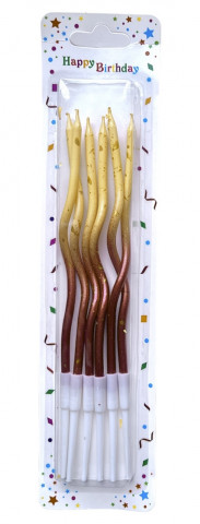 Набор свечек для торта витые градиент желто-коричневые 6шт