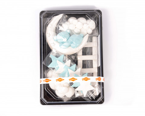 Набір цукрових прикрас Ведмедик на місяці блакитний