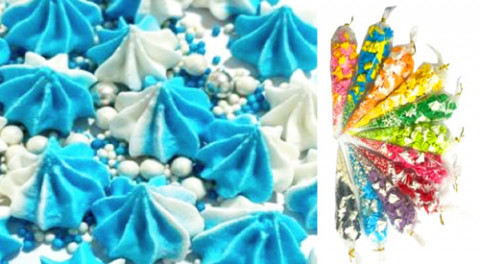 Набор меренга с посыпкой бело-голубая