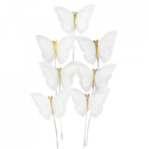 Вафельная бабочка белая с золотом 7шт