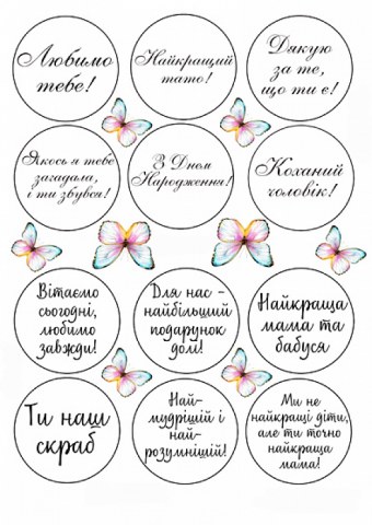 Вафельна картинка для капкейків №223