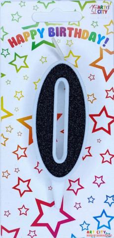 Свічка для торта цифра "0" чорний блиск