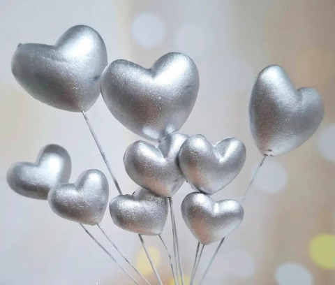 Набір цукрових топерів Сердечка срібні