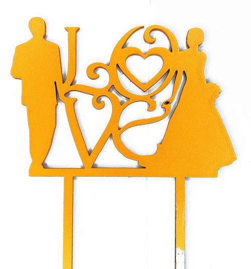 Топпер "Молодожены LOVE" ДВП золото