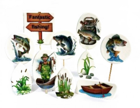 Набор сахарных топперов Рыбалка