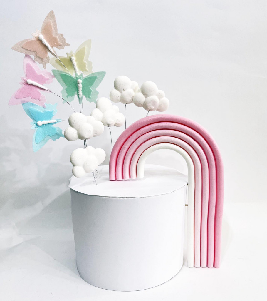 Набір цукрових топерів Веселка рожева велика KD