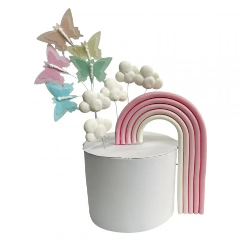 Набір цукрових топерів Веселка рожева велика KD