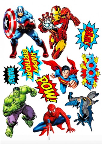 Вафельная картинка для топперов и пряников Супер герои 01