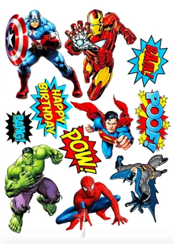 Вафельная картинка для топперов и пряников Супер герои 01