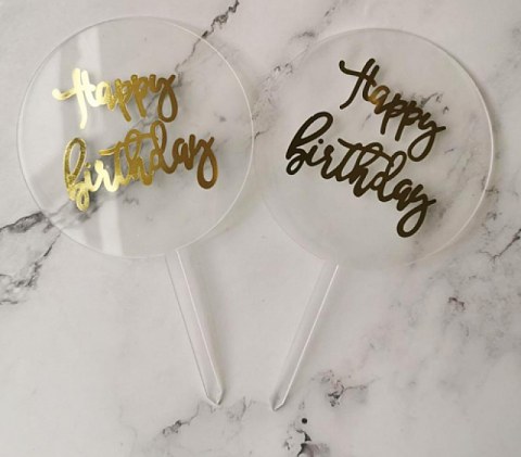 Акриловий топер прозорий "Happy Birthday"