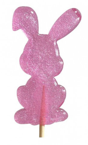 Леденец из изомальта Зайчик прозрачный розовый с блеском