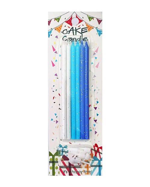 Набор свечек прямі Блеск Голубо-сине-белые 6шт
