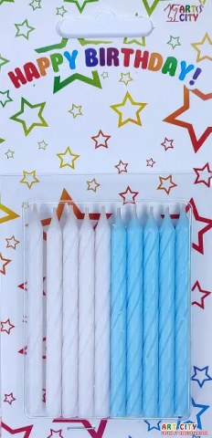 Набір свічок для торта Блакитно-білі 10шт