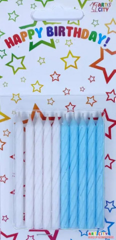 Набір свічок для торта Блакитно-білі 10шт