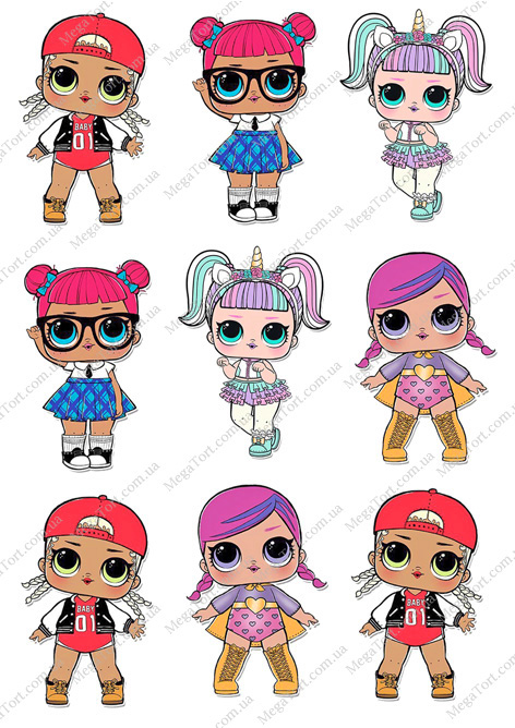 Вафельная картинка для топперов и пряников Куклы LOL 12