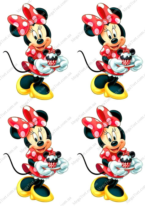 Вафельная картинка для топперов и пряников Минни Маус в красном