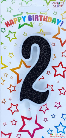 Свічка для торта цифра "2" чорний блиск