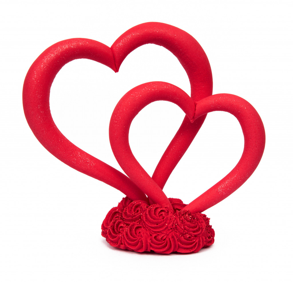 Цукрова прикраса весільні серця червоні