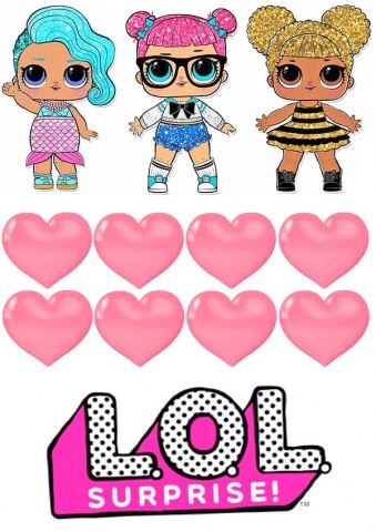 Вафельна картинка для топерів та пряників Ляльки LOL та сердечки