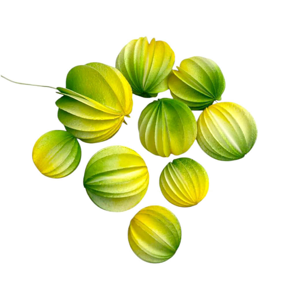 Вафельные сферы желто-зеленые 9шт